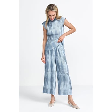 Rich & Royal Crinkle Pants Skyway Blue Größe: 42 | Ausgestellte Hosen Outlet | Damen | Blau