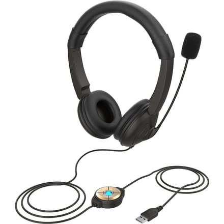 Casque filaire USB avec Microphone antibruit sur l'oreille, casque d'ordinateur, écouteurs de Center d'appel noir
