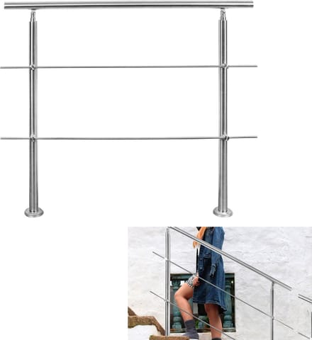 RVS Handgreep - Trapleuning Balustrade - Veilig Traplopen - 2 Kruissteunen - 100 cm - Zilverkleurig