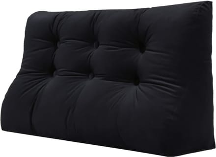 Groot Rugkussen - Wigkussen Leeskussen - Bed Hoofdeinde - Afneembare Hoes - 100cm Breed - Zwart