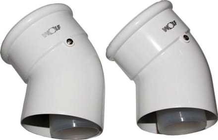 Wolf Rookgasbocht DN60/100 concentrisch 2 stuks, 45 graden, van PP, 2651727