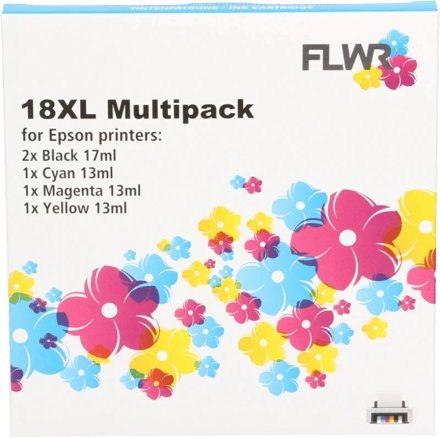 FLWR - Inktcartridges / 18XL / 5-pack / Zwart & Kleur - Geschikt voor Epson