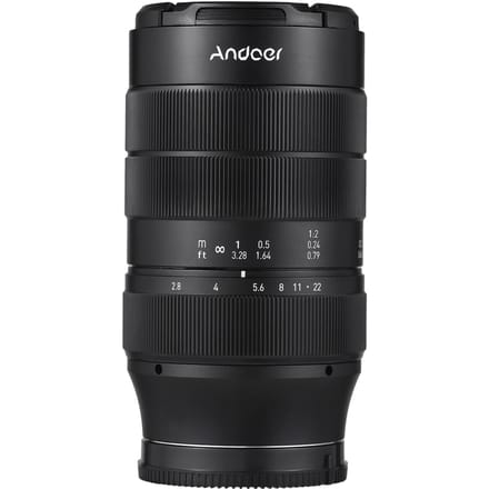 Andoer 60 mm cameralens met vaste focus Full-frame camera Prime-lens F2.8 Handmatige focus met groot diafragma E Mount zwart