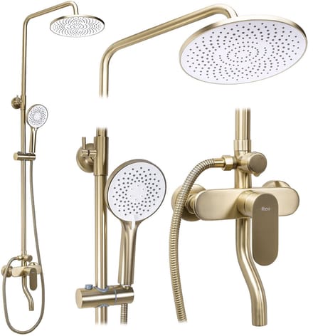 Rea Drop - Doucheset - Geborsteld Goud - 13X15X145Cm