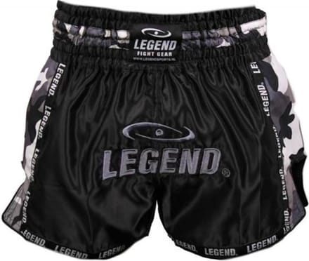 Legend Sports Kickboksshort Camo Unisex Satijn Zwart/grijs Mt S