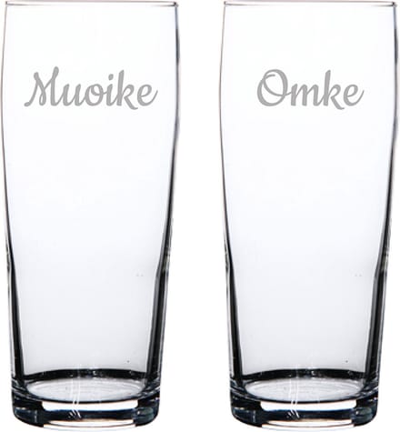Gegraveerde bierfluitje 19cl Muoike & Omke