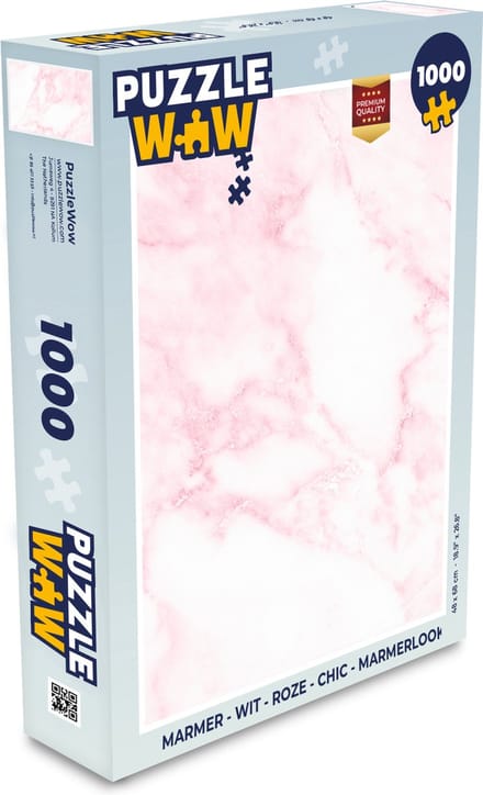 Puzzel Marmer - Wit - Roze - Chic - Marmerlook - Legpuzzel - Puzzel 1000 stukjes volwassenen