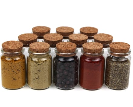 Comforder 12 Glazen Kruidenpotjes met Deksel van Kurk - Ø4,5 h.7,5 - 90 ml