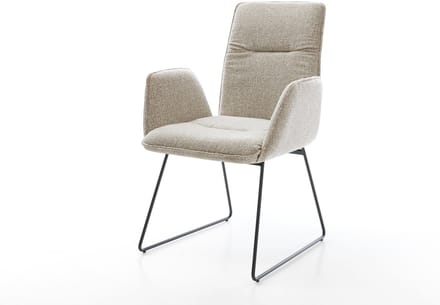 Gestoffeerde-stoel Vinja-Flex slipframe zwart geweven stof beige