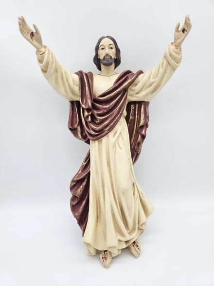 Jezus Christus met open armen - beeld 28 cm - muurbeeld - materiaal polystone - religieus beeld - katholiek