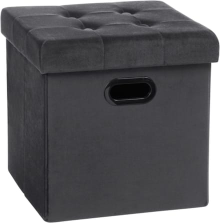 Poef - Grijs - Velvet - Met opbergruimte - 37.5x37.5x38cm