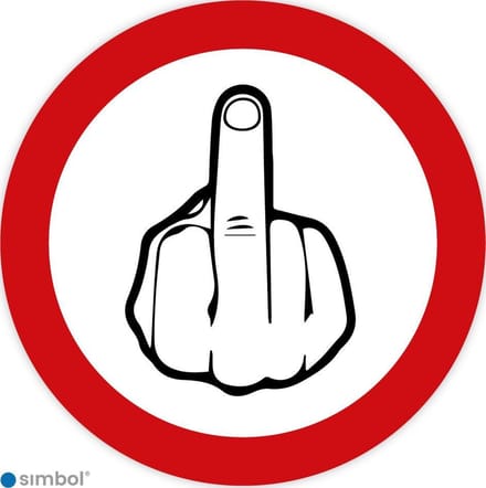Simbol - Sticker Middelvinger - Duurzame Kwaliteit - Formaat ø 5 cm.