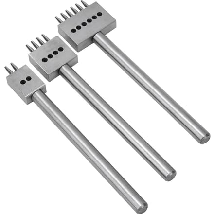 3 Stuks Prong Beitel Zilver Gereedschapsstaal 2 4 6 Tanden DIY Handgemaakt Leer Gat Pons(6 mm ) gray