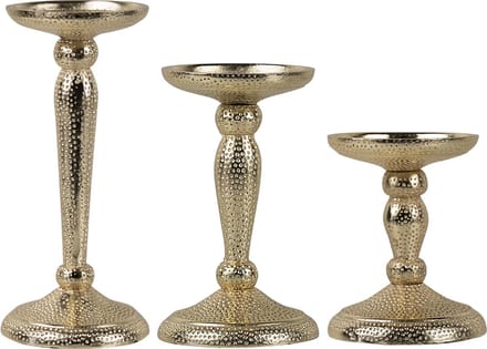 kandelaar gehamerd champagne goud 12,5x10 cm
