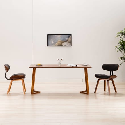 vidaXL - Eetkamerstoelen - 2 - st - gebogen - hout - en - stof - grijs
