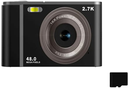 Digitale camera 2,7K 48MP 1080P, 16x zoom, 32GB geheugenkaart