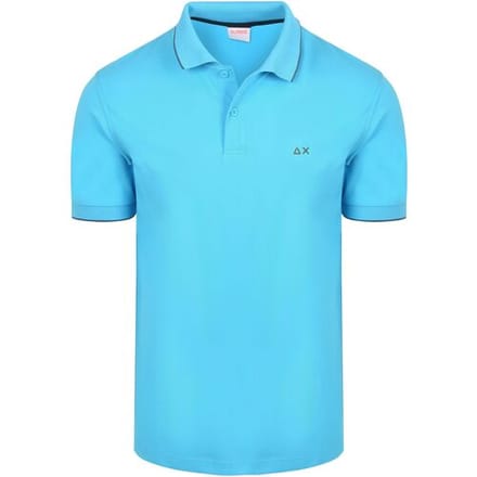 Sun68 Poloshirt Small Stripe Collar Lichtblauw - Maat XXL - Heren