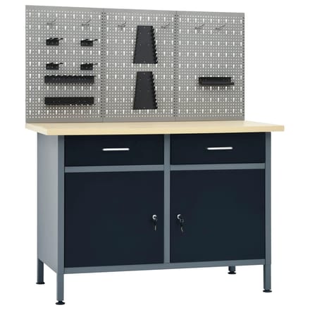 vidaXL - Werkbank - met - 3 - wandpanelen