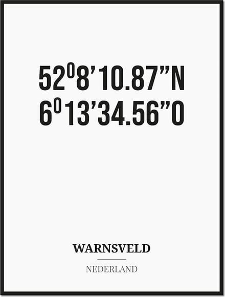 Poster/kaart WARNSVELD met coördinaten