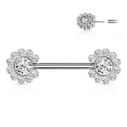 Piercing PVD Flower Cluster ends 1.6x14 - zilver - LMPiercings