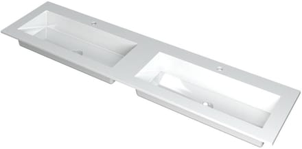 INK Kraft Wastafel Dubbele Bak met 2 Kraangaten - 1800x450x10 mm - Glans Wit