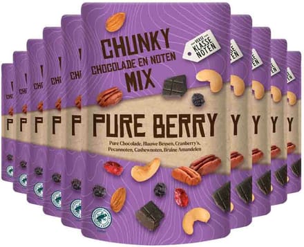 10x Verse Klassenoten Chunky Chocolade en Noten Mix Pure Berry 150 gr