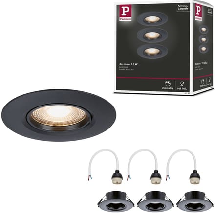 Inbouwlamp Set van 3 star rond 90 mm GU10 max. 3x10W 230V dimbaar Zwart