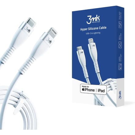 Accessoires - 3mk Hyper-siliconenkabel Type-C naar Lightning 20W 3A Wit
