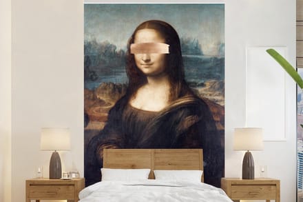 Behang - Fotobehang Mona Lisa - Leonardo da Vinci - Brons - Breedte 145 cm x hoogte 220 cm