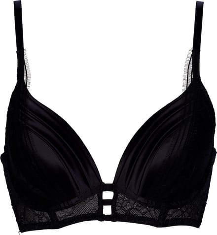 After Eden Toonya Push up longline bra with satin pleads Dames Beha - Black - Maat 75A