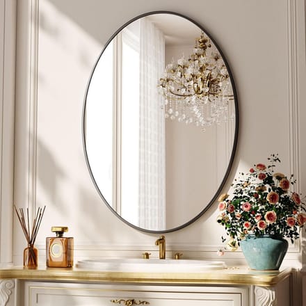 Ovale Spiegel voor Badkamer, Kaptafel en Decoratie - Zwart