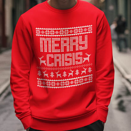 Foute Kerst Trui Rood Merry Crisis XS