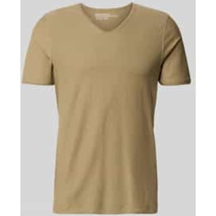 T-shirt met V-hals en rolzoom