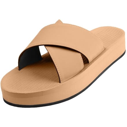 Indosol Kruisslede   Bodem Lichte Pantoffel Platform Cross Slide - Soil Light (W6-7) beige