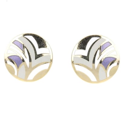 Behave - Oorknoppen art deco stijl goudkleur paars wit - 2,8 cm