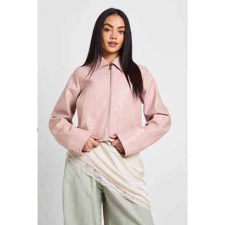 boohoo Dames Kunstleren Ritsjack | Pink | Maat: 8