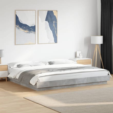 vidaXL - Bedframe - bewerkt - hout - betongrijs - 180x200 - cm