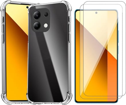 Hoesje geschikt voor Xiaomi Redmi Note 13 5G - 2x Screenprotector Glas - Shockproof Transparant