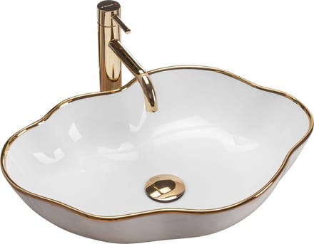 Rea Wastafel Pearl - Rechthoek - Witgoud - 50,5X38X13,5Cm