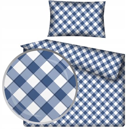 Kinderbeddengoed Katoen Blauw-Wit Geruit 90x120 cm