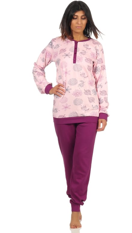Edele dames Interlock Pyjama lang met manchetten - ook in overmaats formaat - 202 96 105