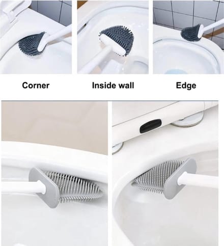 New Age Devi - "2x Stijlvolle Toiletborstel - Wit, Flexibel, Siliconen + Houder".
