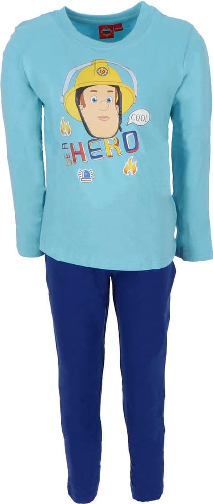Brandweerman Sam Pyjama - Blauw - Katoen - Maat 122/128