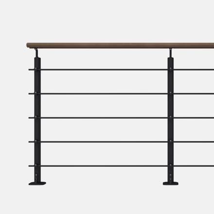 Kordo - Balustrade vlakke montage - OPALU - Zwart met Kebony handgreep - 2 m