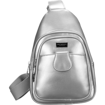 Peterson - Modieuze Zilveren Damestas - Ecoleer - Crossbody - Verstelbare Band