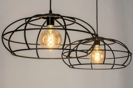Lumidora Hanglamp 73322 - EGOR - 2 Lichts - E27 - Zwart - Metaal