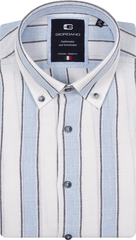 Giordano – Loretto – Heren Overhemd- Button Down kraag - Gestreept Overhemd - Navy – 617826-60