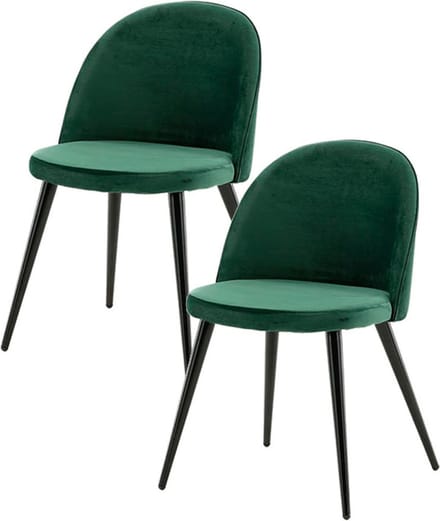 Skagen eetkamerstoel velours groen,zwart.