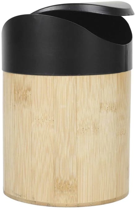 HowHomely Noya - Bamboe Prullenbak - 1L - Zwart - Eco Stijl
