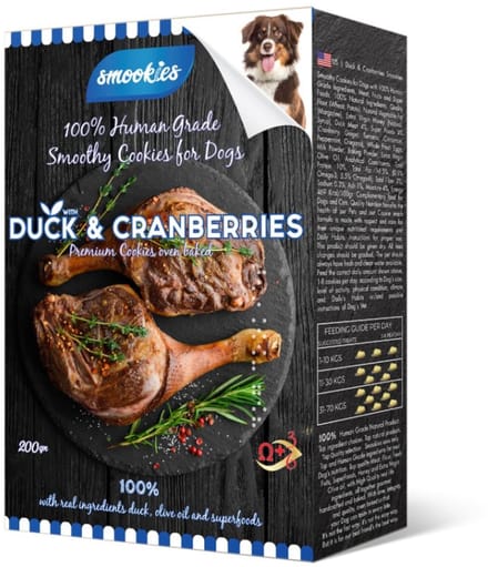 Smookies Eend & Cranberry - Hondensnacks - 100% Human Grade - Trainingssnacks - Dagelijkse Beloning voor Honden